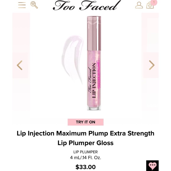 NIB Too Faced Lip Injection Maximum Plump Extra Strength Lip Plumper Gloss - Picture 2 of 10